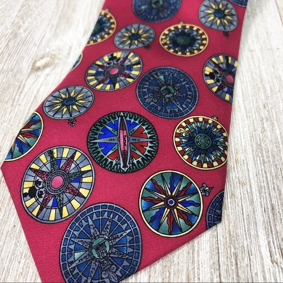 Mystic Seaport Museum Nautical Compass Handmade Silk Tie - Picture 3 of 9